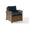 KO70023WB-NV Navy and Brown Wicker Patio Arm Chair - Bradenton -1