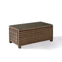 CO7208-WB Light Brown Outdoor Wicker Glass Top Table - Bradenton