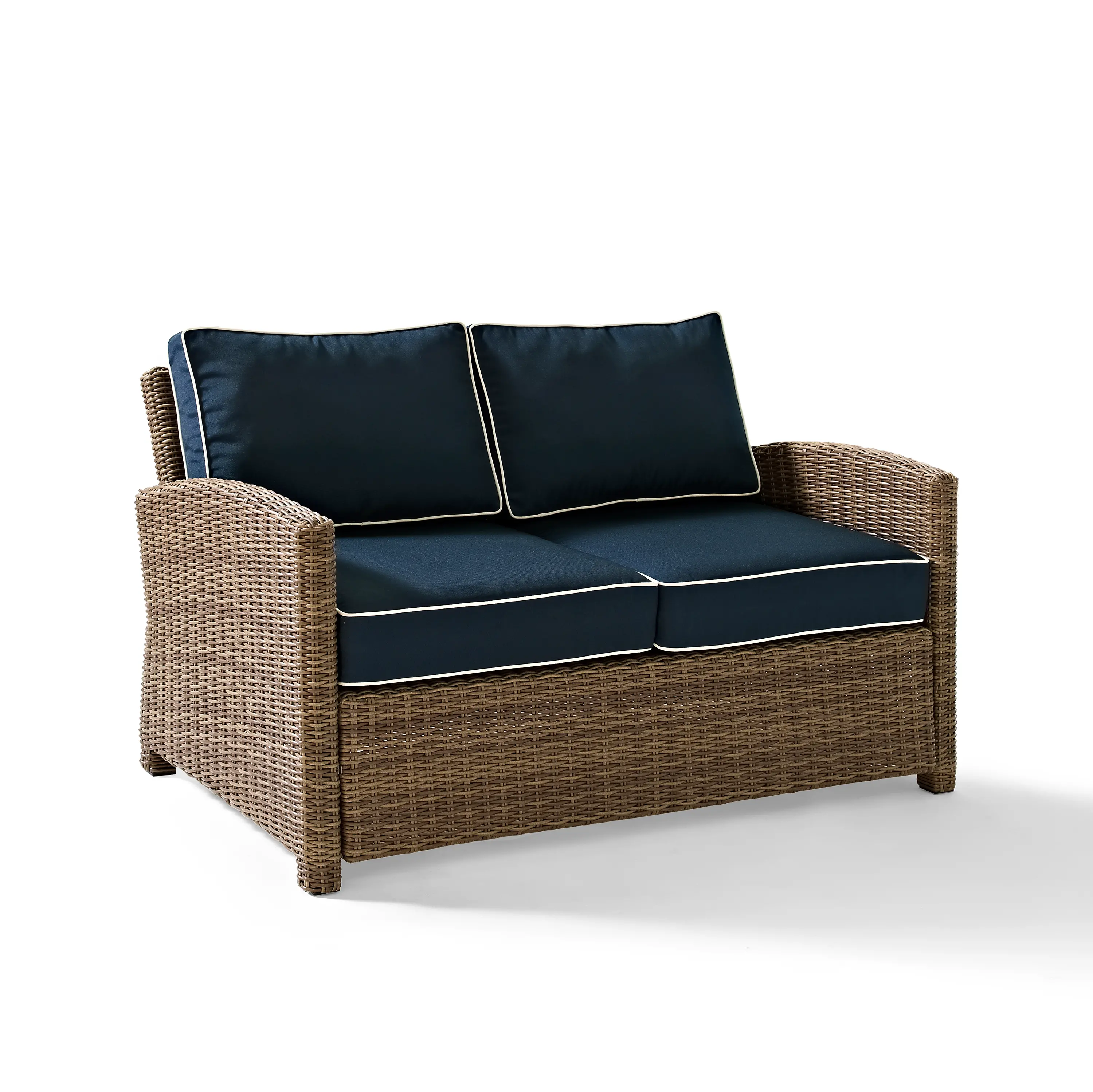 KO70022WB-NV Bradenton Navy and Brown Wicker Patio Furniture Loveseat-3