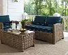 KO70022WB-NV Bradenton Navy and Wicker Patio Loveseat