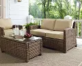 KO70022WB-SA Bradenton Sand and Wicker Patio Loveseat