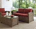 KO70022WB-SG Bradenton Sangria and Wicker Patio Loveseat