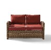 KO70022WB-SG Sangria and Brown Wicker Patio Furniture Loveseat - Bradenton