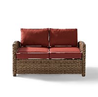 KO70022WB-SG Sangria and Brown Wicker Patio Furniture Loveseat - Bradenton