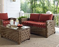 KO70022WB-SG Sangria and Brown Wicker Patio Furniture Loveseat - Bradenton -2