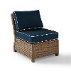 KO70017WB-NV Navy Brown Wicker Patio Sectional Center Chair - Bradenton
