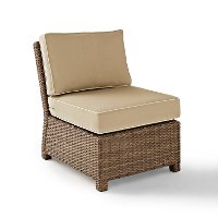 KO70017WB-SA Sand and Brown Wicker Patio Sectional Center Chair - Bradenton