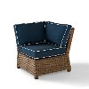 KO70018WB-NV Navy and Brown Wicker Patio Sectional Corner Chair - Bradenton