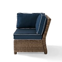 KO70018WB-NV Navy and Brown Wicker Patio Sectional Corner Chair - Bradenton -2