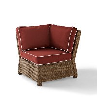 KO70018WB-SG Sangria and Brown Wicker Patio Sectional Corner Chair - Bradenton
