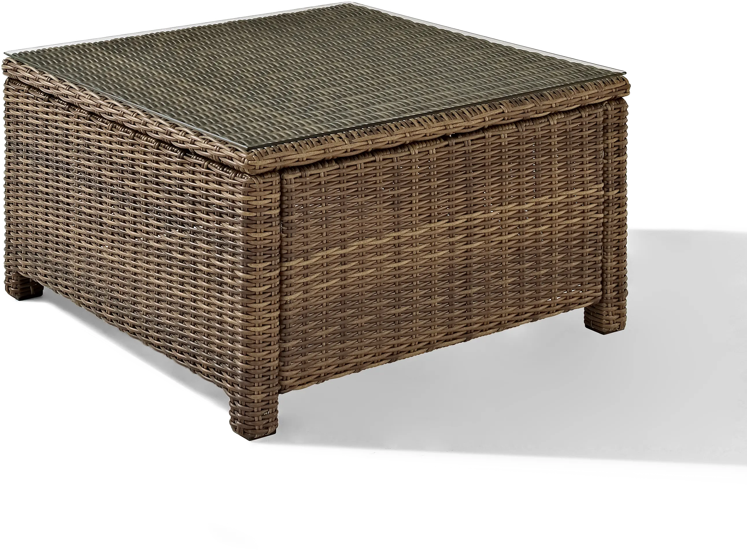 CO7207-WB Bradenton Light Brown Outdoor Wicker Square Glass Top Table-1