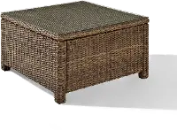 CO7207-WB Bradenton Light Brown Outdoor Wicker Square Glass Top Table