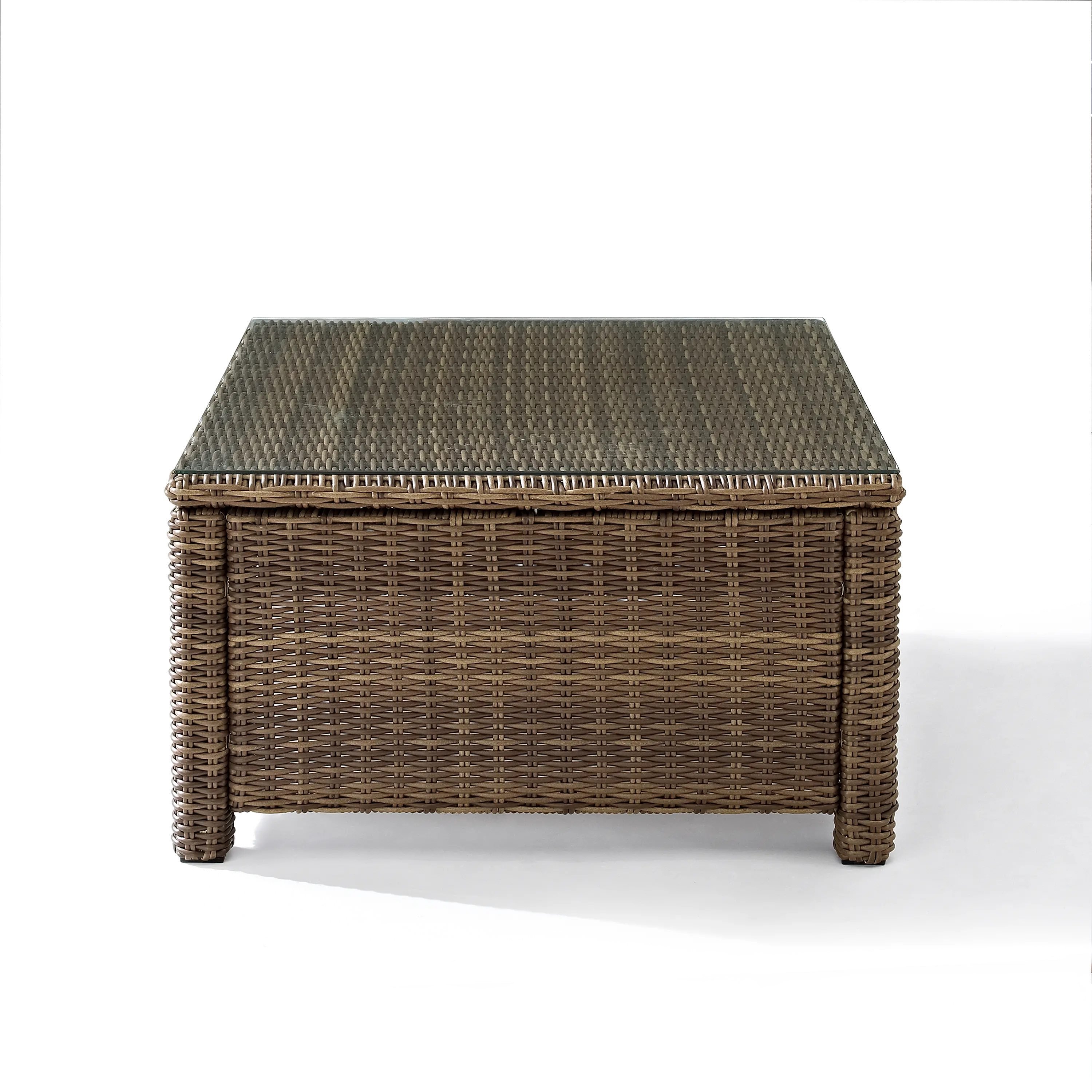 CO7207-WB Bradenton Light Brown Outdoor Wicker Square Glass Top Table-2