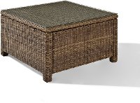 CO7207-WB Light Brown Outdoor Wicker Square Glass Top Table - Bradenton