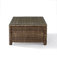 CO7207-WB Light Brown Outdoor Wicker Square Glass Top Table - Bradenton -2