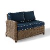 KO70016WB-NV Navy and Brown Wicker Patio Furniture Left Corner Loveseat - Bradenton
