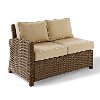 KO70016WB-SA Sand and Brown Wicker Patio Furniture Left Corner Loveseat - Bradenton