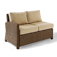 KO70016WB-SA Sand and Brown Wicker Patio Furniture Left Corner Loveseat - Bradenton