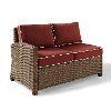 KO70016WB-SG Sangria and Brown Wicker Patio Furniture Left Corner Loveseat - Bradenton