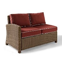 KO70016WB-SG Sangria and Brown Wicker Patio Furniture Left Corner Loveseat - Bradenton