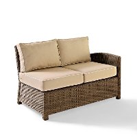 KO70015WB-SA Sand and Brown Wicker Patio Furniture Right Corner Loveseat - Bradenton