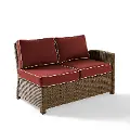 KO70015WB-SG Sangria and Brown Wicker Patio Furniture Right Corner Loveseat - Bradenton