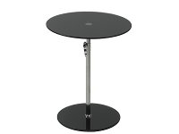 Black Glass/Stainless Steel Adjustable Side Table - Radinka