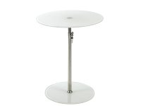 White Glass/Stainless Steel Adjustable Side Table - Radinka