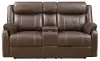 Clearance Domino Brown Reclining Loveseat with Console