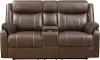 Clearance Domino Brown Reclining Loveseat with Console