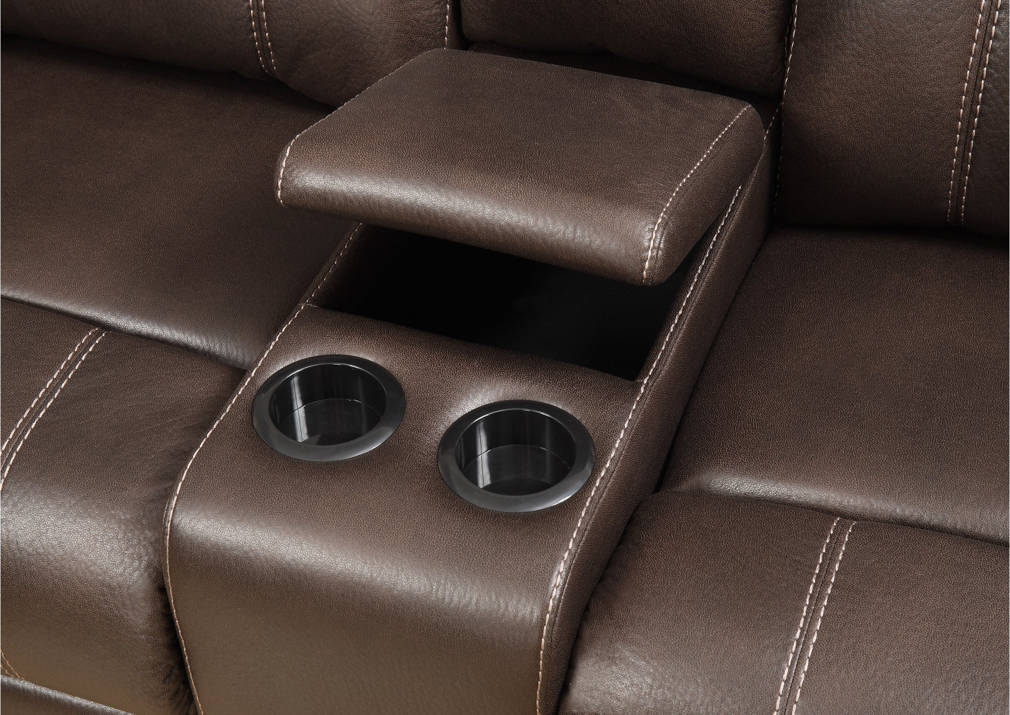 Domino Chocolate Brown Reclining Loveseat with Console-5