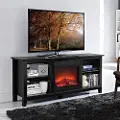 W58FP18BL Black Fireplace TV Stand - Walker Edison