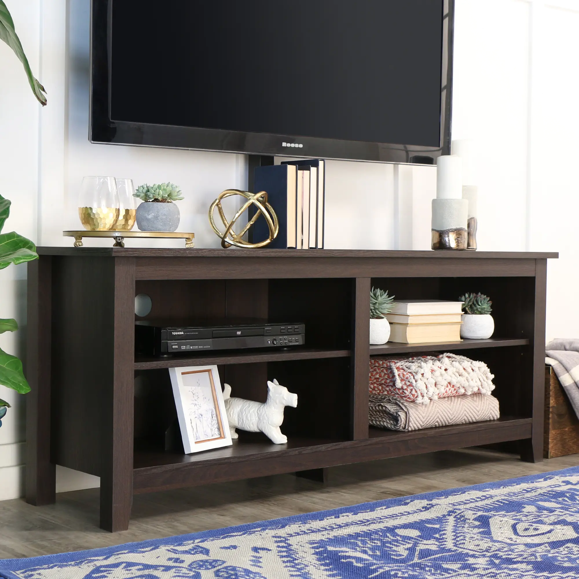W58CSPES 58 Inch Transitional Espresso TV Stand Media Console-2