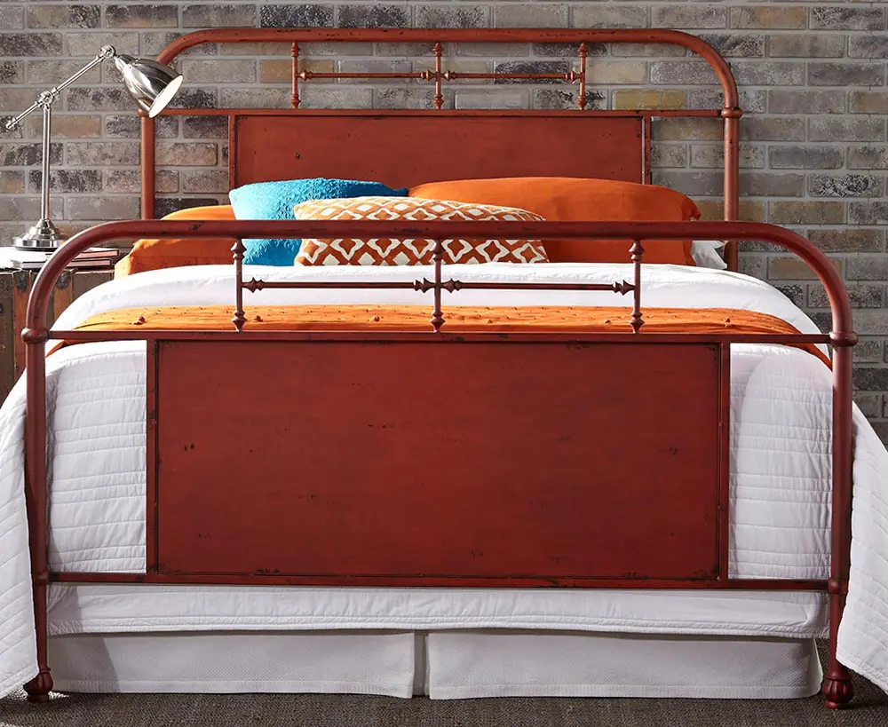 Vintage Orange Twin Metal Bed-1