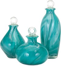 9 Inch Turquoise Glass Bottle with Stopper