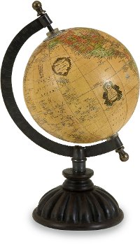 Wood, Iron and Brass Colony Table Top Globe