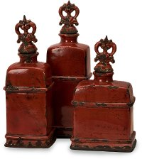14 Inch Garnet Red Bottle with Finial