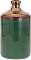 14 Inch Green and Bronze Vase