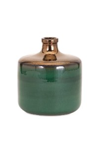 8 Inch Green and Bronze Vase