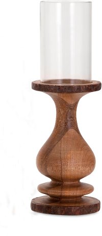 14 Inch Wood Bark Candle Holder
