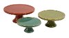 Set of 3 Multi Color Pedestal Cake Plates