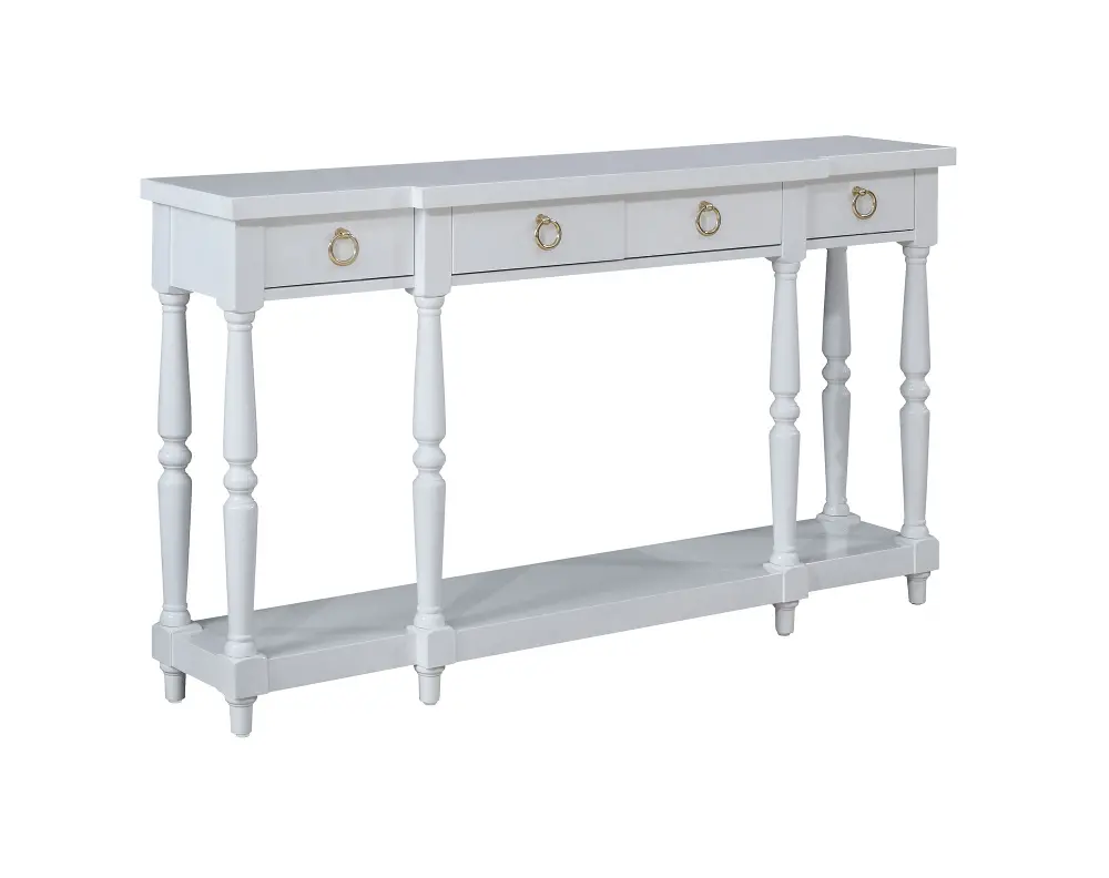 78725/CONSOLETABLE White 4-Drawer Casual Traditional Console Table-1