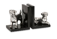 Silver Dogs Bookend Pair