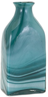 14 Inch Turquoise Glass Vase