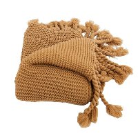 Camel Brown Sweater-Knit Throw