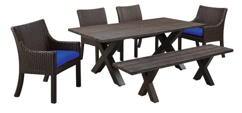 5 Piece Cast Wood Patio Dining Set with Sunbrella Cushion | RC Willey