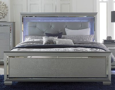 Gray King Panel Bed - Allura