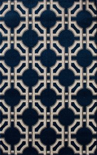 5 x 7 Medium Sapphire Blue and White Indoor-Outdoor Rug - Terrace