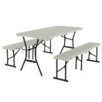 80502 Lifetime 5 Foot Fold-in-Half Recreation Table Set White