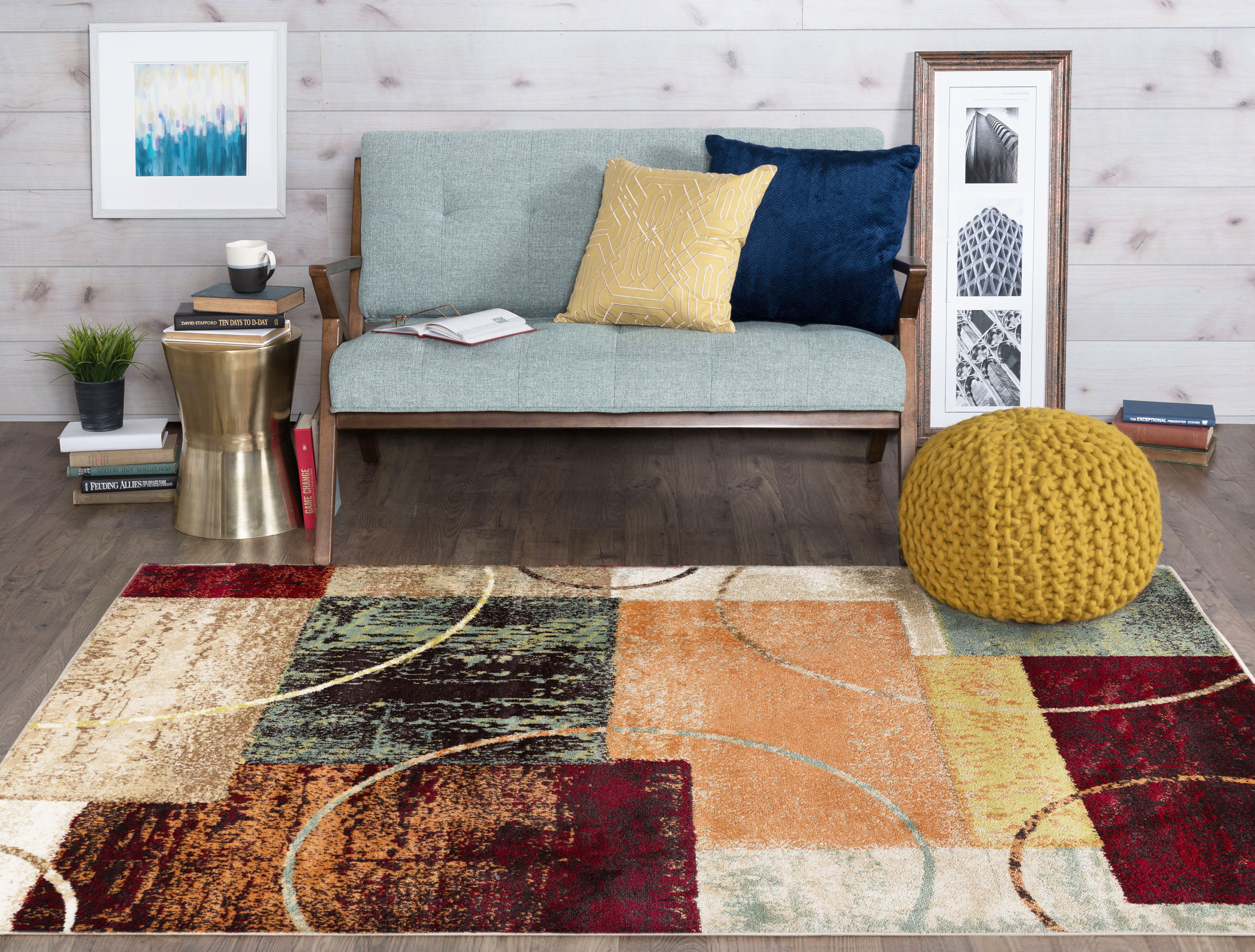 DCO10048x10 8 x 10 Large Red, Brown, and Teal Area Rug - Deco-2